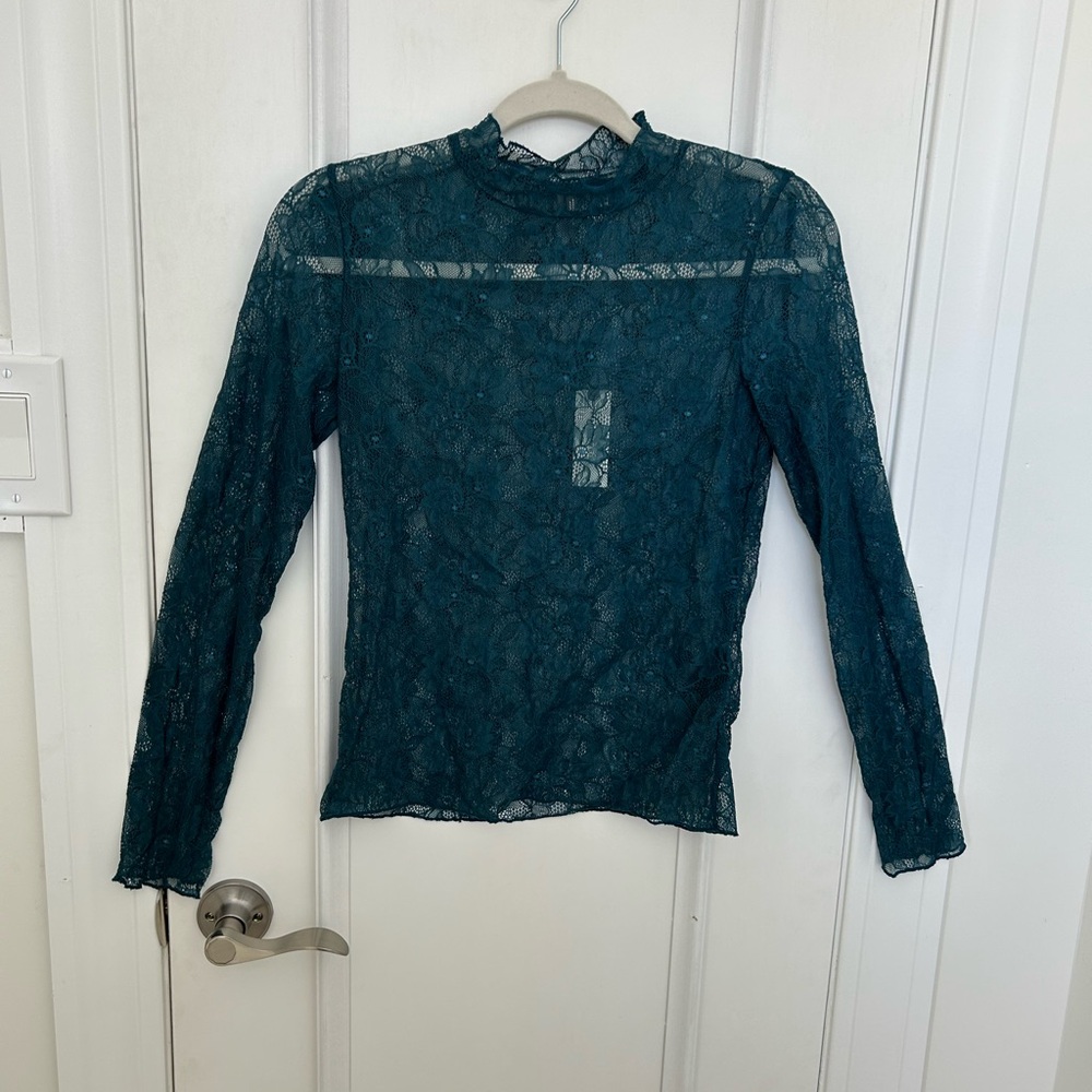 Anthropologie Sheer Lace Turtleneck